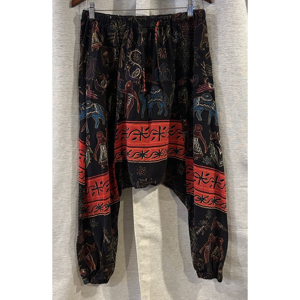 AITFINEISM Men's Drawstring Aladdin Harem Pants‎ Colorful Size Large